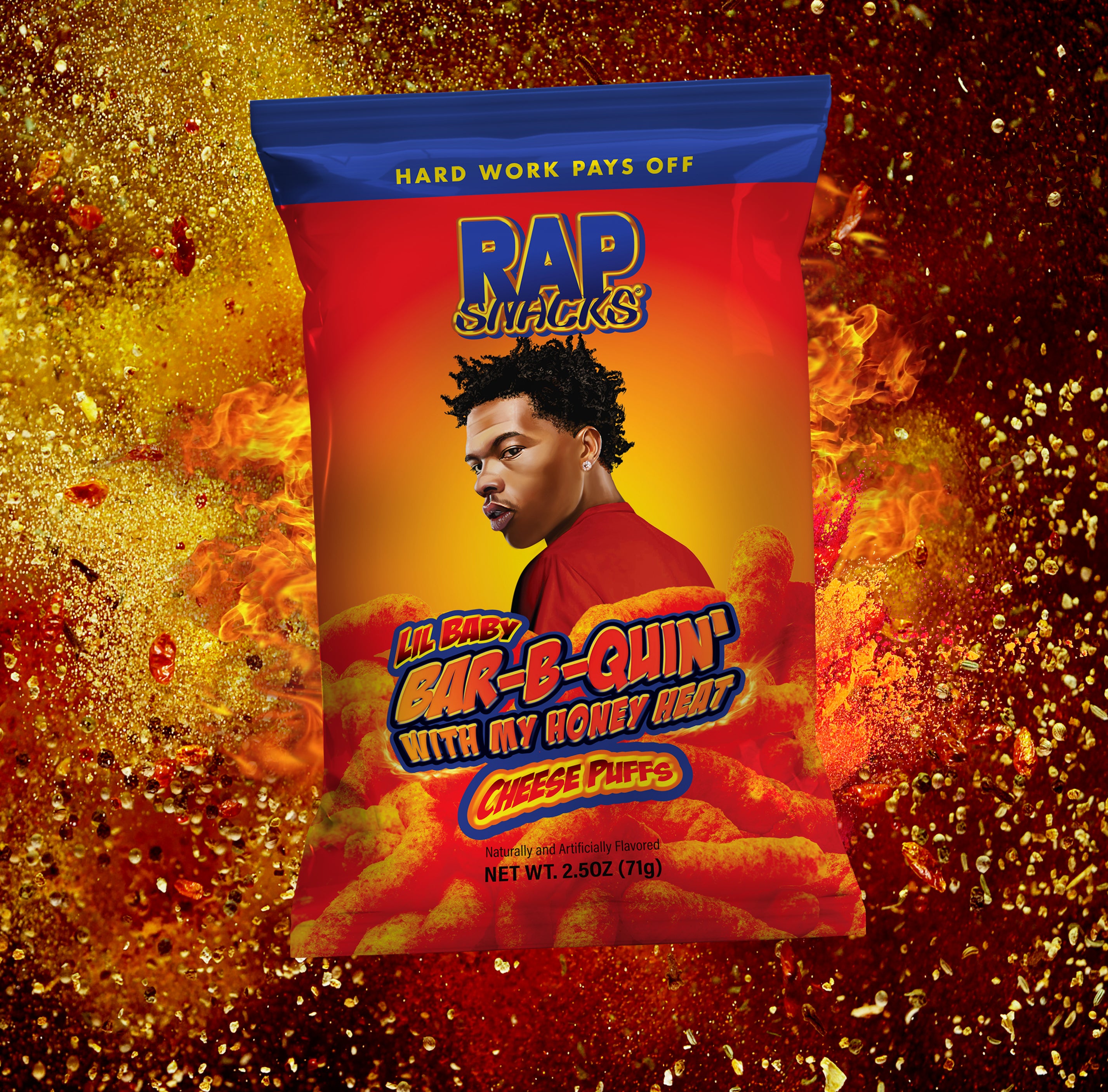 Rap Snacks Lil Baby Bar-B-Quin' With My Honey Heat 2.5 Ounce Chips, Pack of  6